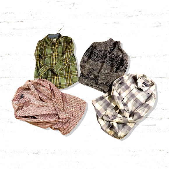 3 button down plaid shirts, grey half zip sweater, 3 polos shirt sleeve shirts - Picture 2 of 3